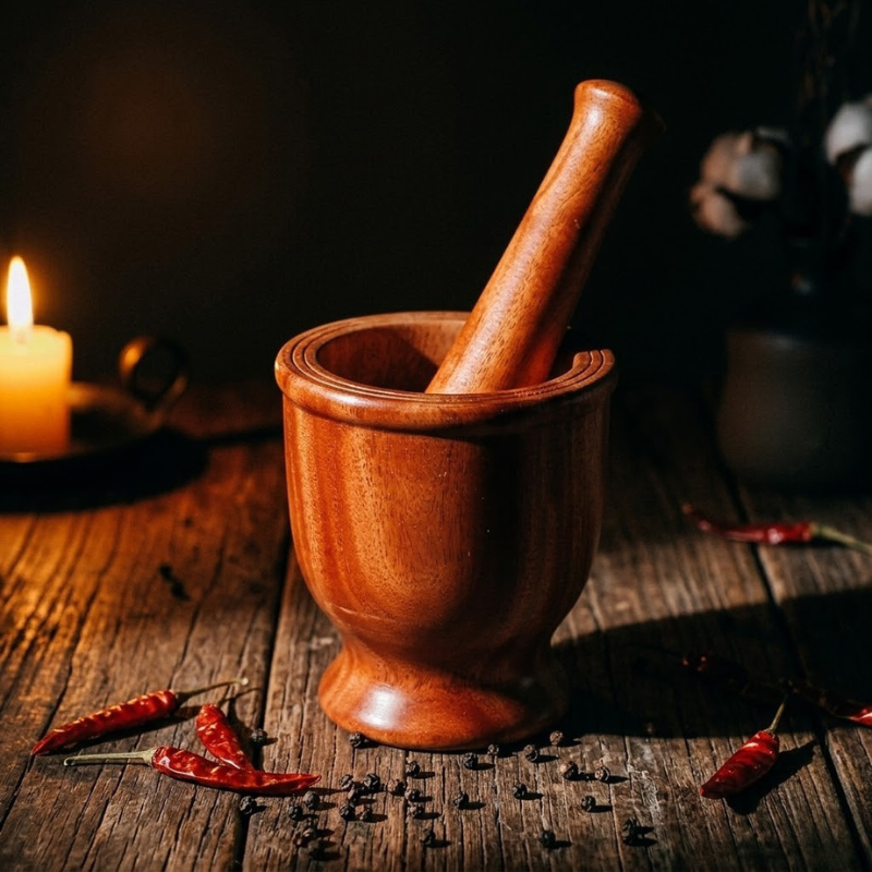 Wooden Mortar and Pestle