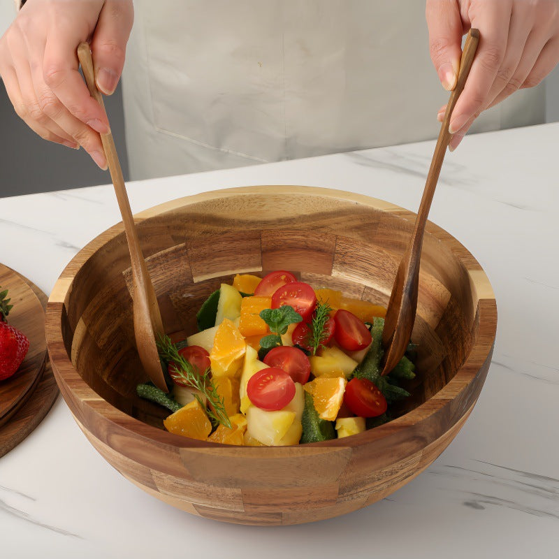 Mosaic Acacia Wood Salad Bowl