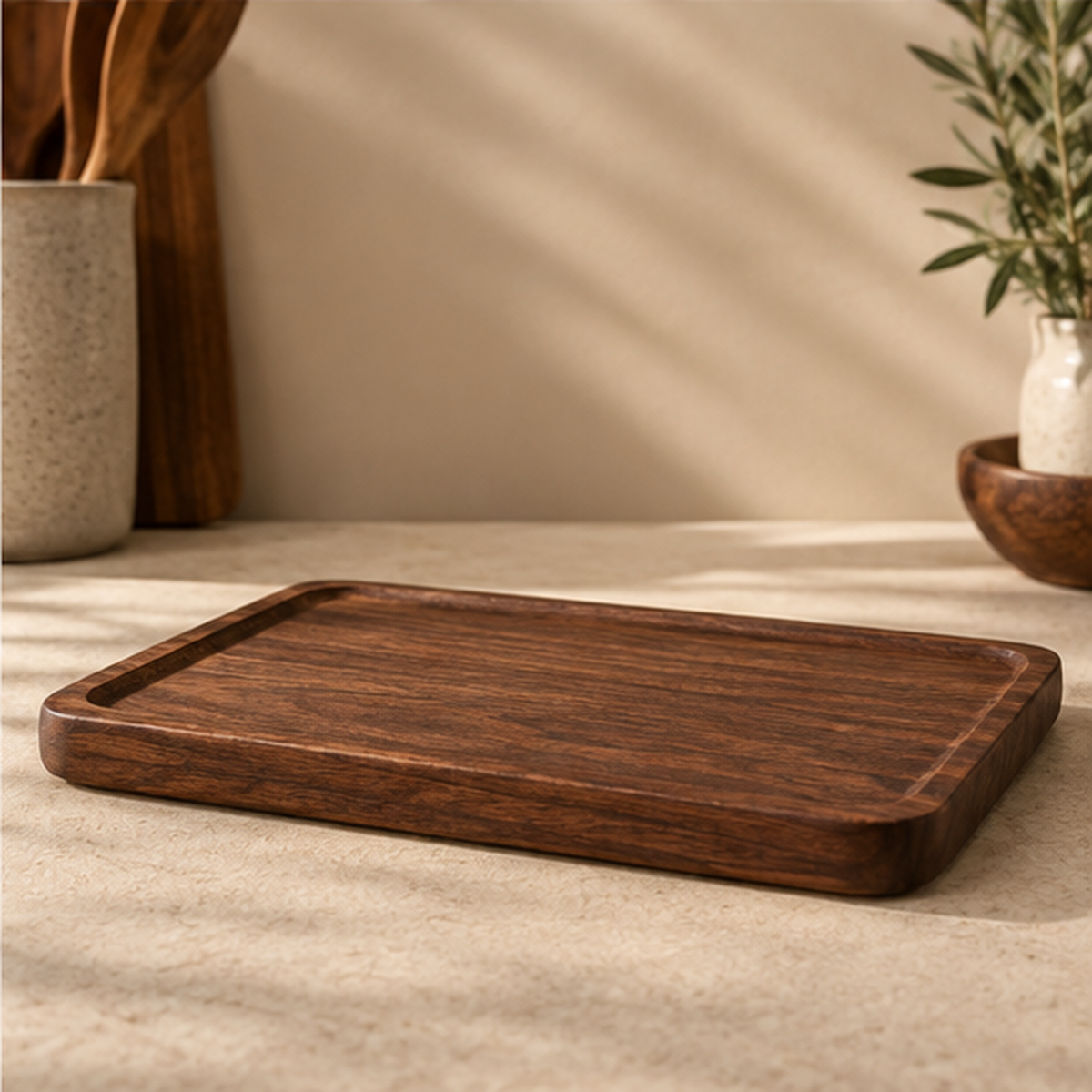Ardenne North American Walnut Wood Large Square Serving Tray