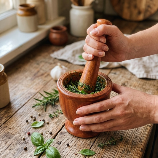 Wooden Mortar and Pestle