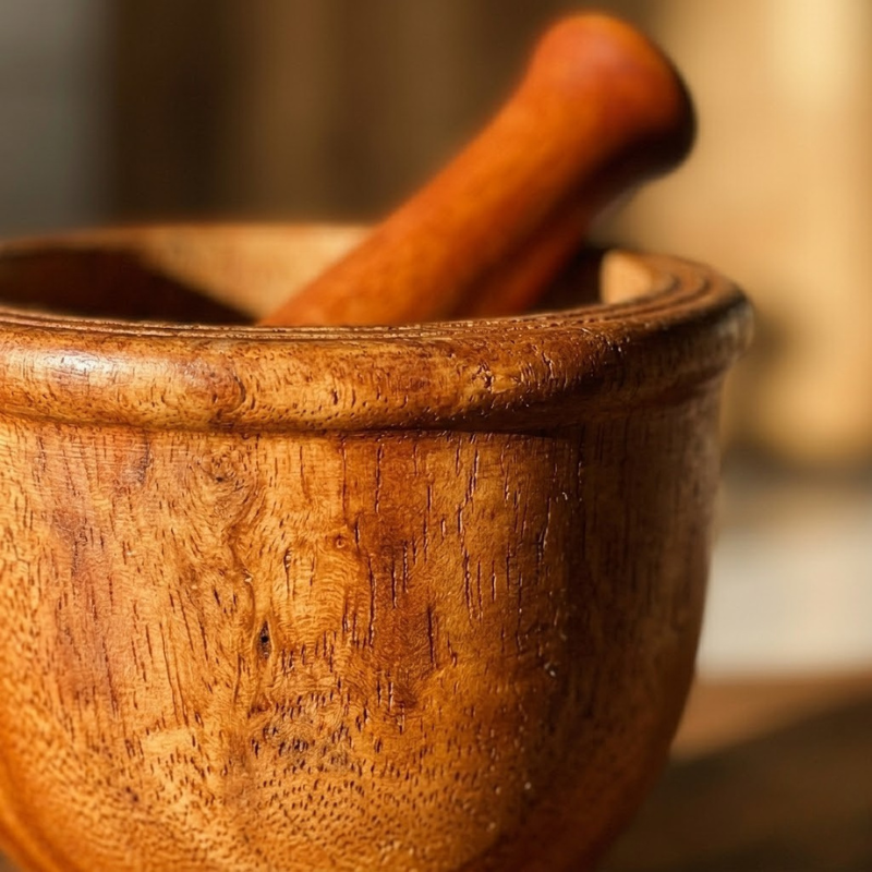 Handmade acacia wood mortar and pestle built to last