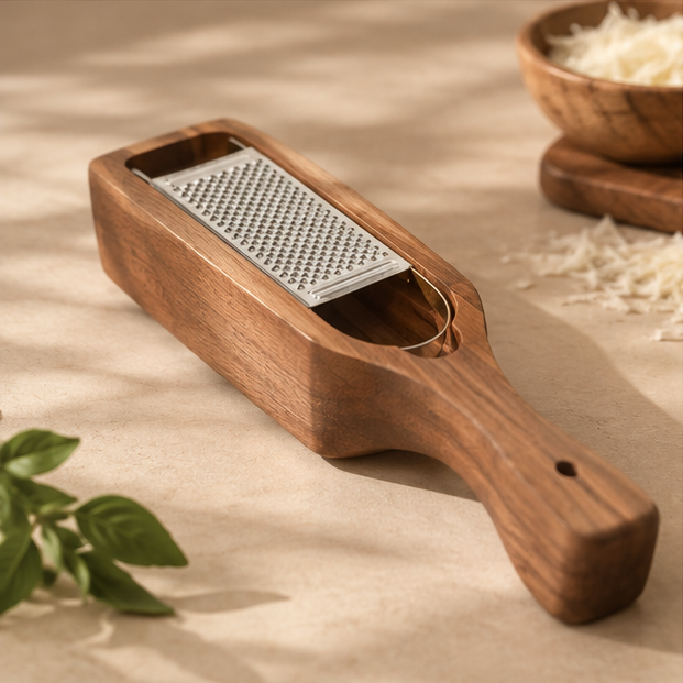 Marev Acacia Wood Tabletop Grater - Cheese, Ginger & Radish