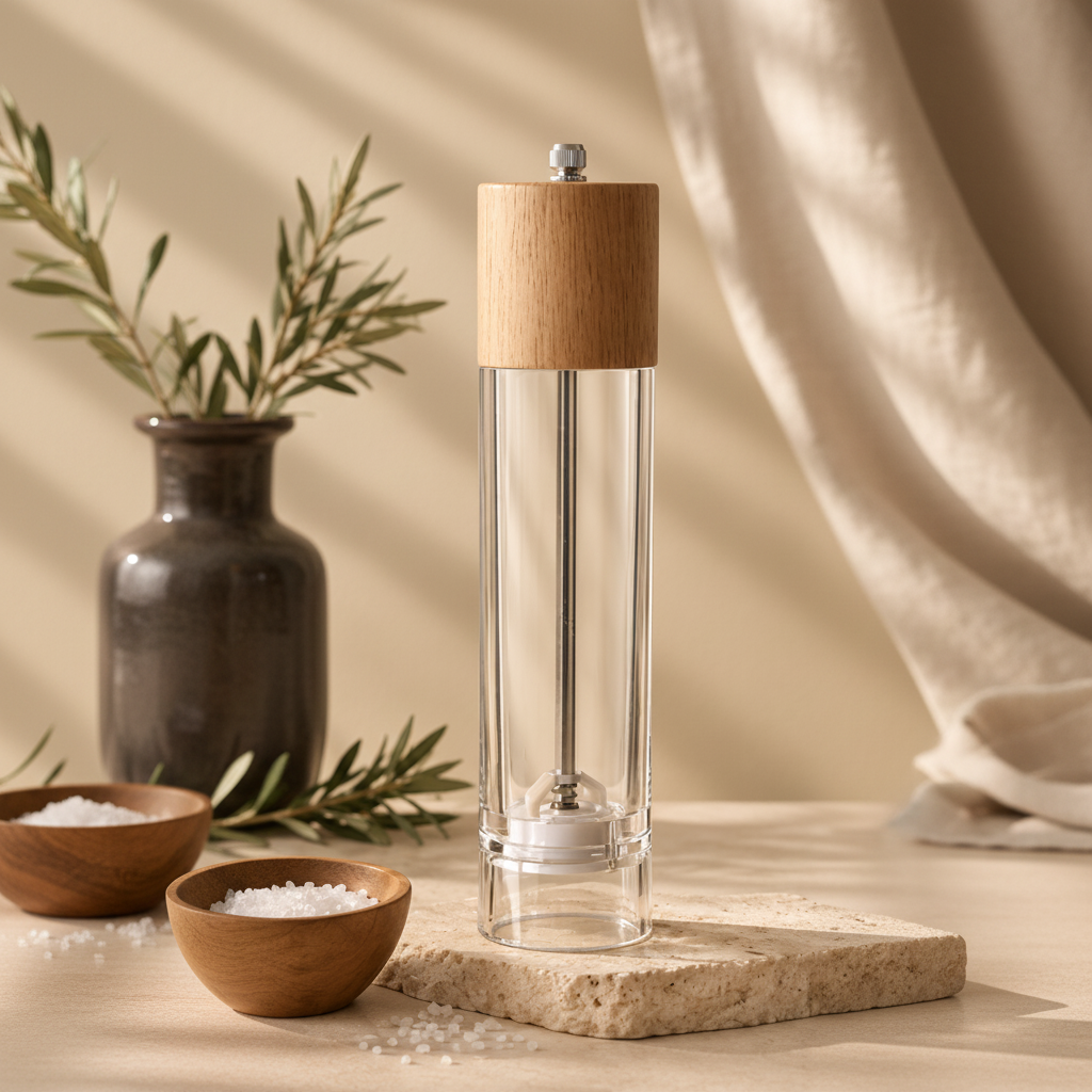 Halcen Acacia Wood & Acrylic Salt and Pepper Grinder