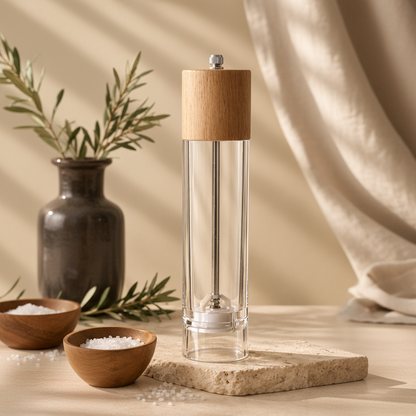Halcen Acacia Wood & Acrylic Salt and Pepper Grinder