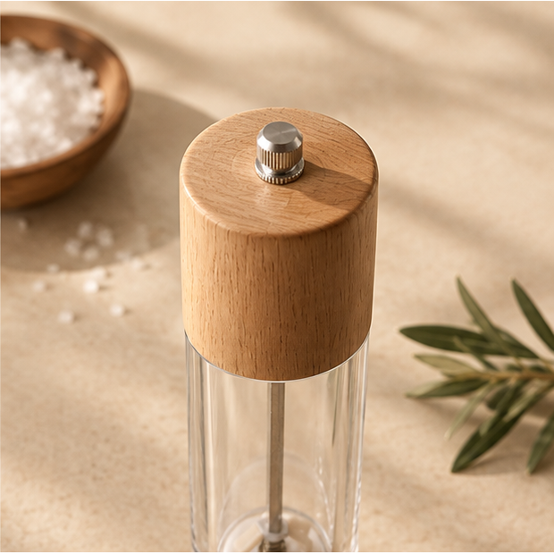 Halcen Acacia Wood & Acrylic Salt and Pepper Grinder