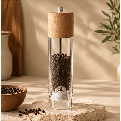 Halcen Acacia Wood & Acrylic Salt and Pepper Grinder