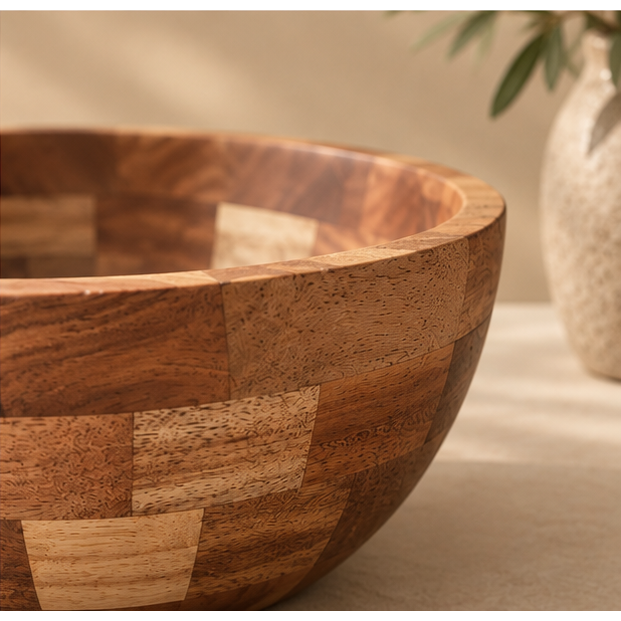 Mosaic Acacia Wood Salad Bowl
