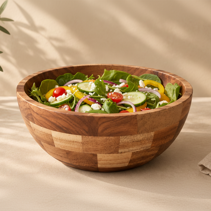 Mosaic Acacia Wood Salad Bowl