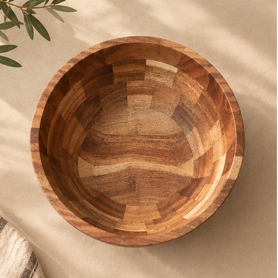 Mosaic Acacia Wood Salad Bowl
