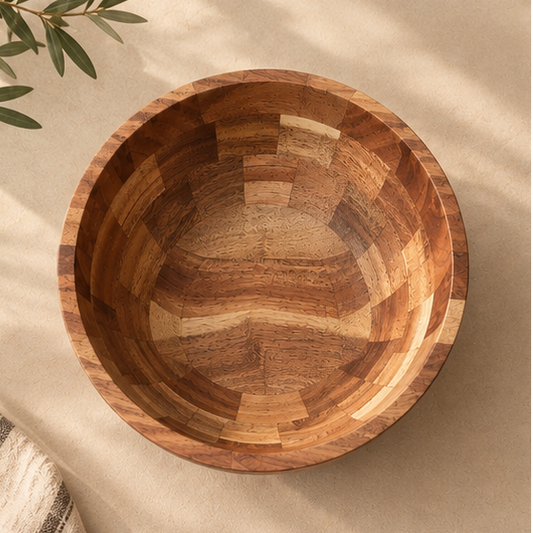 Mosaic Acacia Wood Salad Bowl