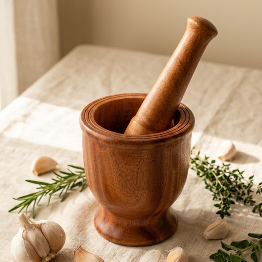 Wooden Mortar and Pestle